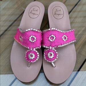 Jack Rogers Fuchsia and Silver Sandals
